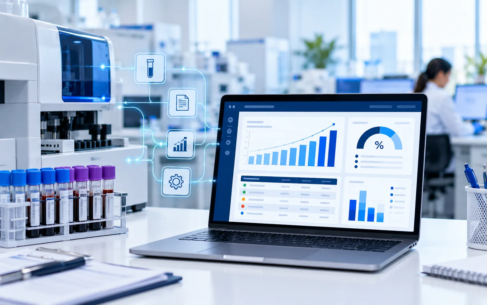 Lab billing analytics dashboard connected to laboratory systems